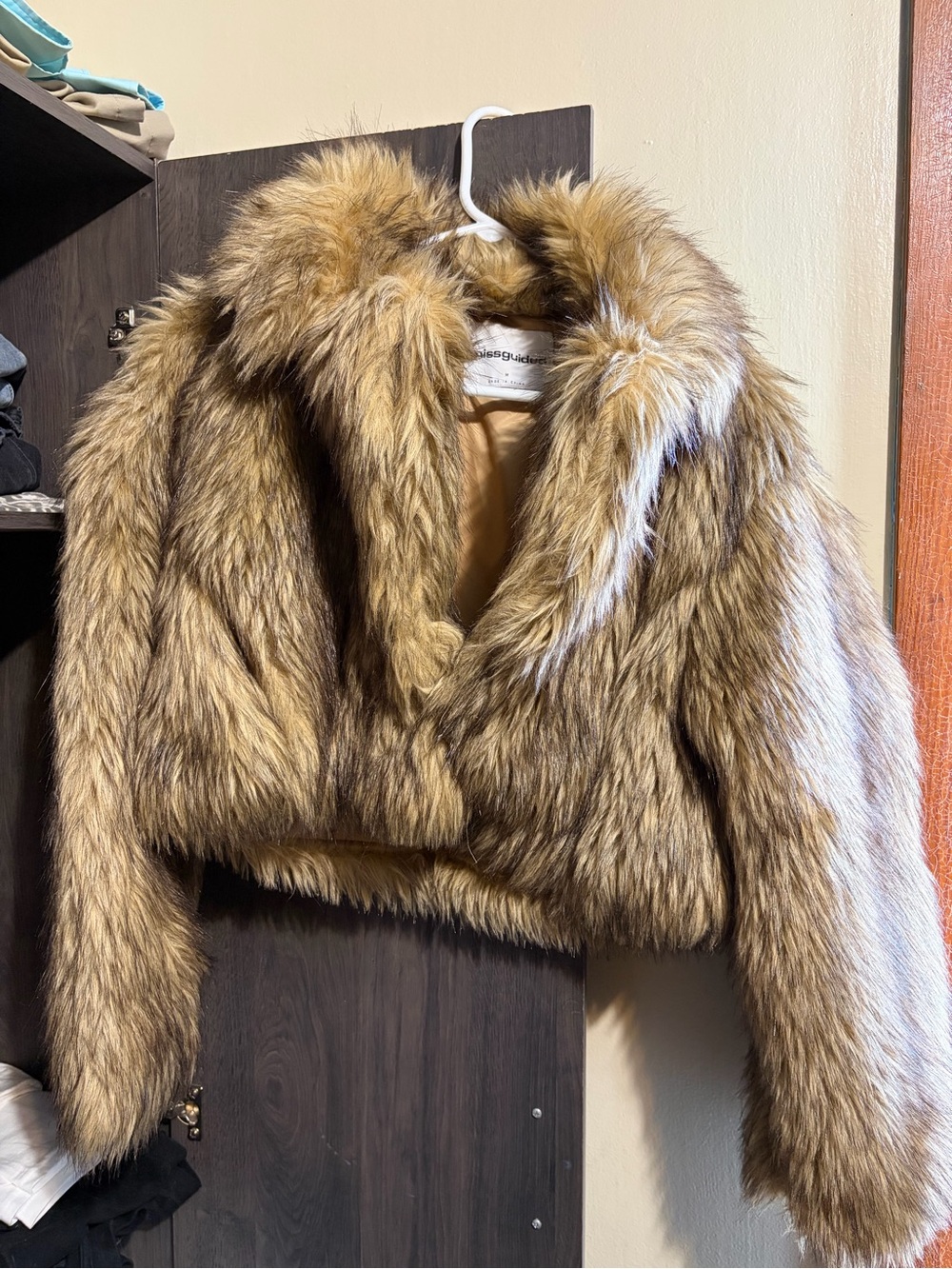 Missguided Faux Fur Cropped Teddy Jacket in Brown